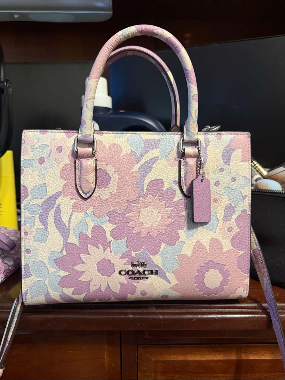 COACH Pink Lavender Floral Mini Satchel